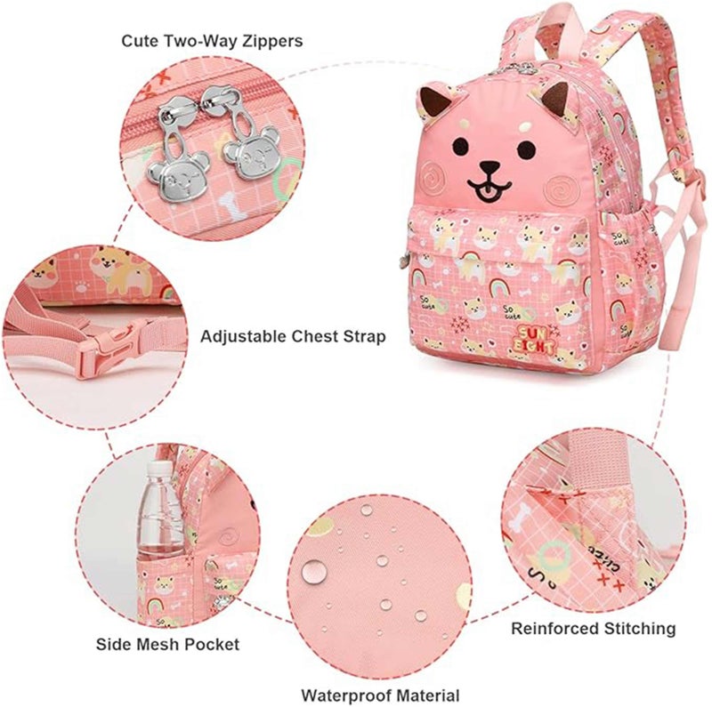 SUN EIGHT Preschool Toddler Kids Backpack Small 3D Cartoon Dinosaur Lunch Daycare School Bookbag Animal Travel Bags  For 2-5 Years old, SE90074, Pink - Image 4